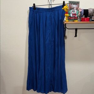 Women's Electric Blue Maxi Skirt with Elastic Waist. 100% Silk
